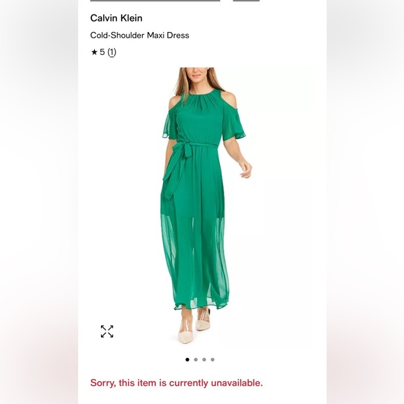 Calvin Klein Green High Low Sundress with Cold Shoulder size 6 NWT - Picture 1 of 9